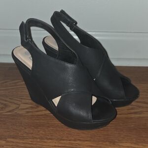 Black Wedge Sandals